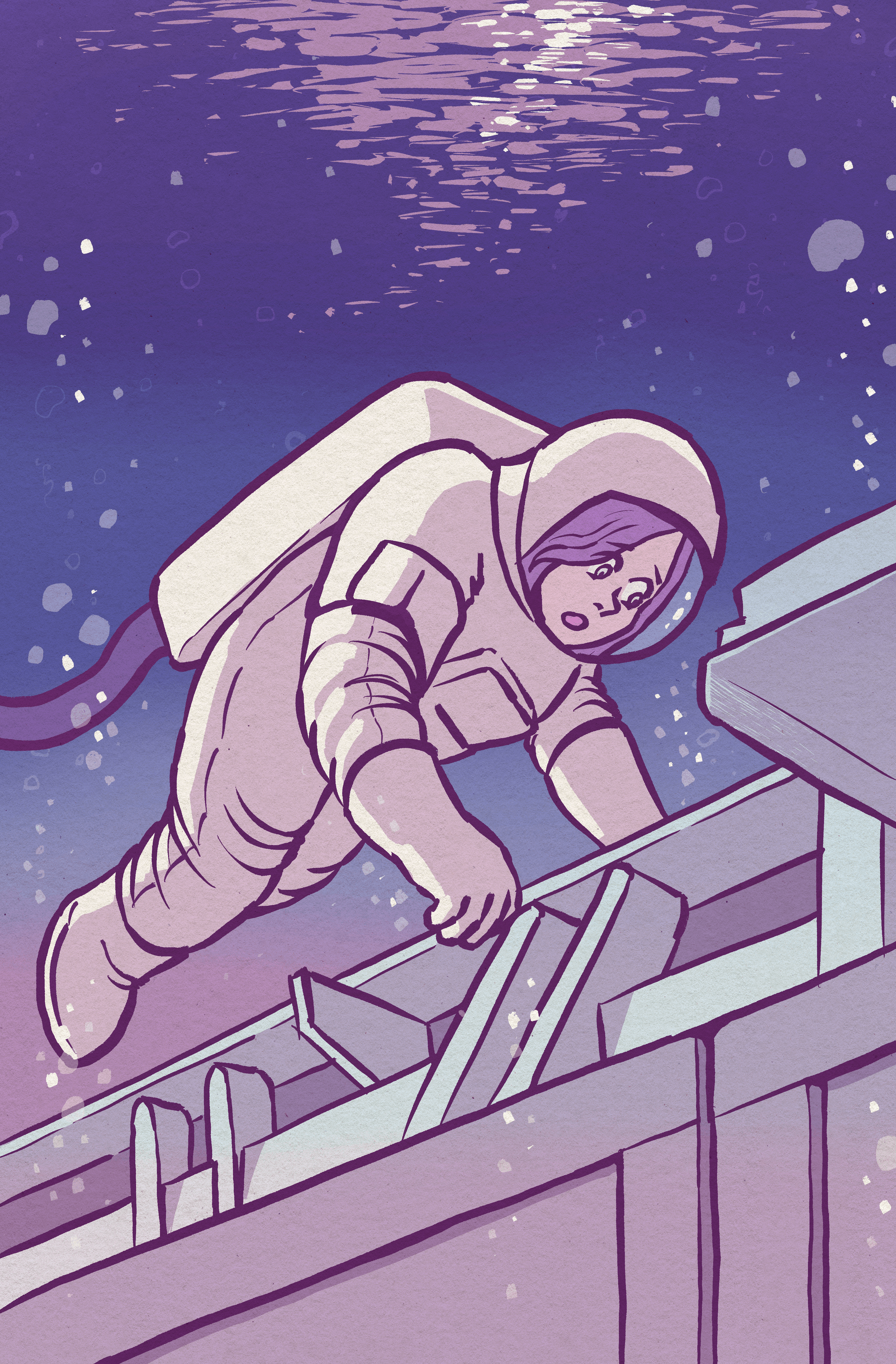 Earth girl goes through underwater astronaut training.